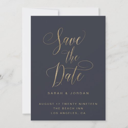 Modern Save The Date Card With Golden Text