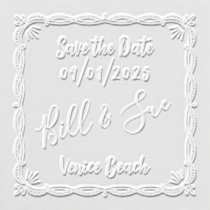 Modern Save the Date – Custom Names, Date & Place Embosser