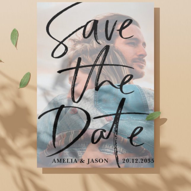 Modern Save the Date Elegant Script Photo  Announcement Postcard (Creator Uploaded)