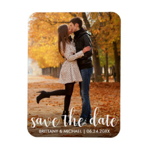 Modern Save The Date Engagement Couple Photo WL Magnet