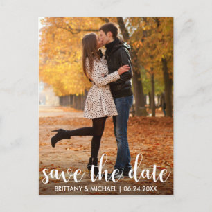 Modern Save The Date Engagement Couple Photo WL Postcard