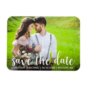 Modern Save The Date Engagement Couple Photo WS Magnet
