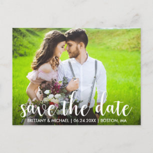 Modern Save The Date Engagement Couple Photo WS Postcard