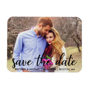 Modern Save The Date Engagement Photo Magnet