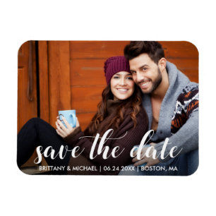 Modern Save The Date Engagement Photo WS Magnet