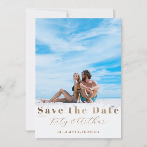 Modern Save the Date Faux Gold  Holiday Card
