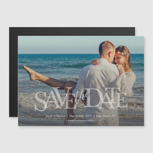 Modern Save the Date Full-photo Wedding magnet (Front/Back)
