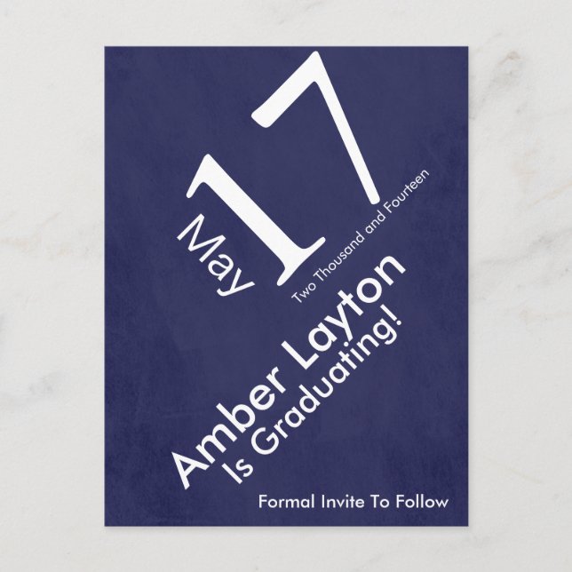 Modern Save The Date Graduation Announcement Postcard (Front)