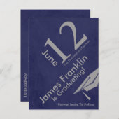 Modern Save The Date Graduation - Silver and Blue Announcement Postcard (Front/Back)