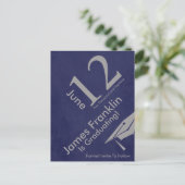 Modern Save The Date Graduation - Silver and Blue Announcement Postcard (Standing Front)