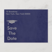 Modern Save The Date Graduation - Silver and Blue Announcement Postcard (Back)