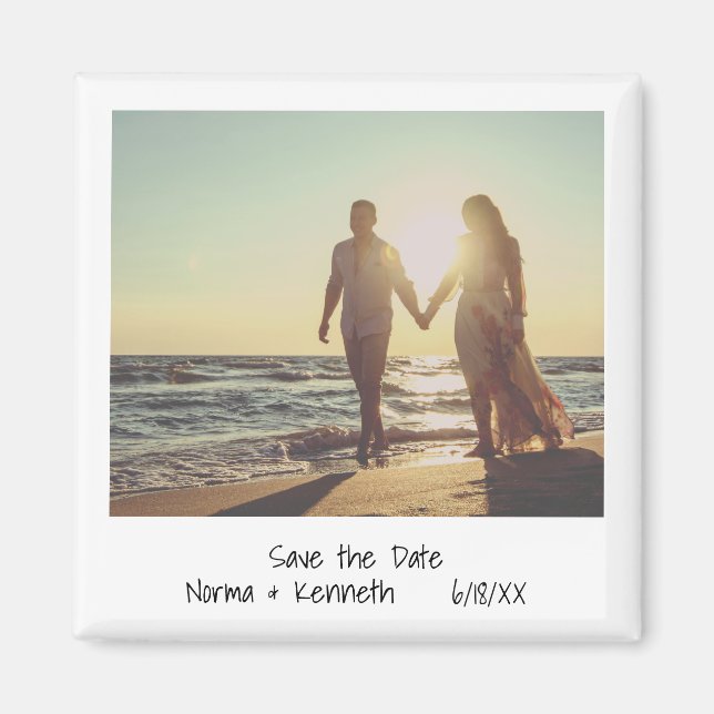 Modern Save the Date Instant Photo Wedding Magnet (Front)