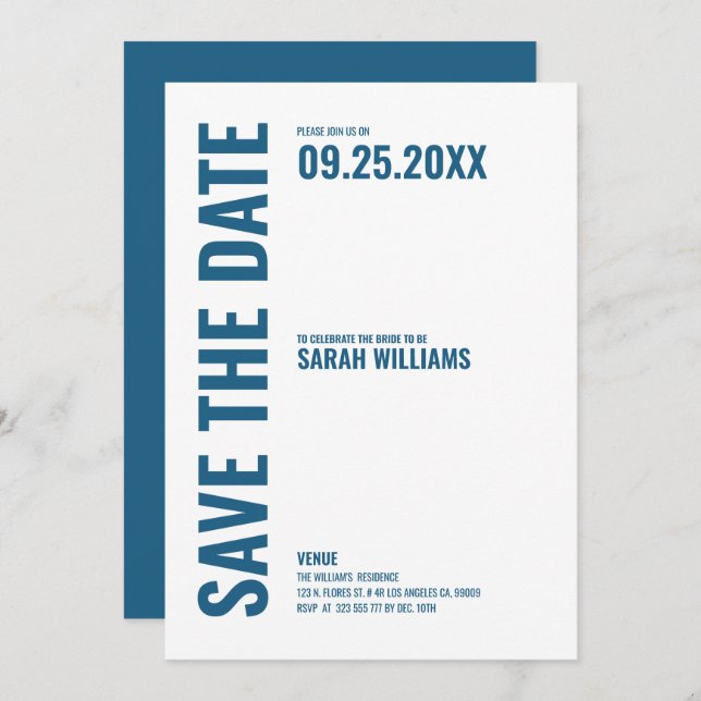 Modern Save the Date invite (Front/Back)