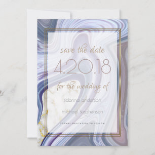 Modern Save the Date Marbleized Purple Rose Agate