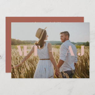 Modern Save the Date Monogram Overlay Photo