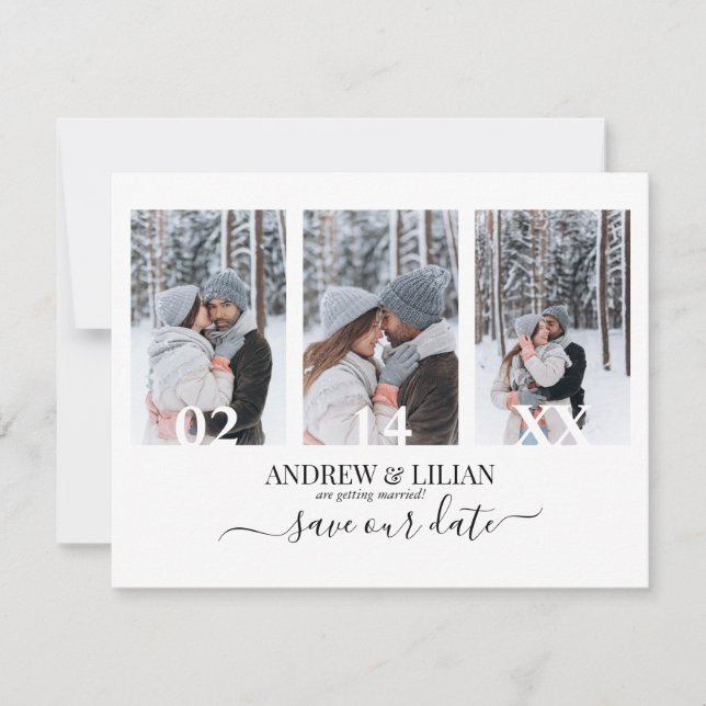 Modern Save the Date Monogram Photo Collage Simple Invitation (Front)