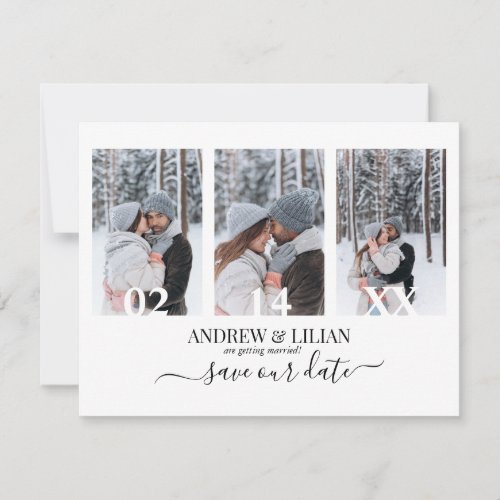 Modern Save the Date Monogram Photo Collage Simple Invitation