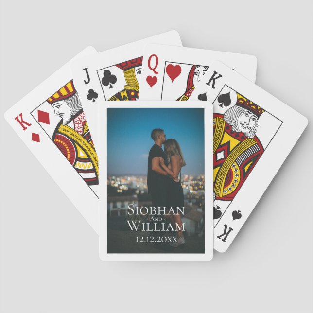 Modern Save The Date Personalized Photo Poker Cards (Back)