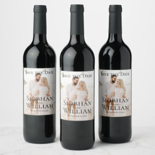Modern Save The Date Personalized Photo Wine Label