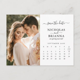 Modern Save the Date Photo Calendar Simple Elegant Postcard