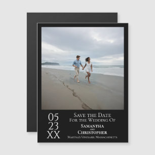Modern Save the Date Photo Classic Black Magnet