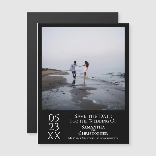 Modern Save the Date Photo Classic Black Magnet