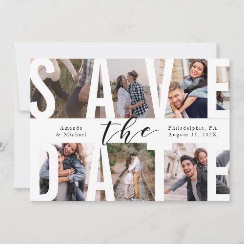 Modern Save the Date Photo Collage Invitation