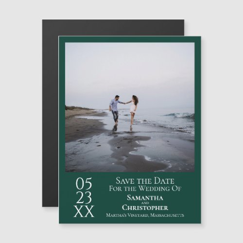 Modern Save the Date Photo Emerald Green Magnet
