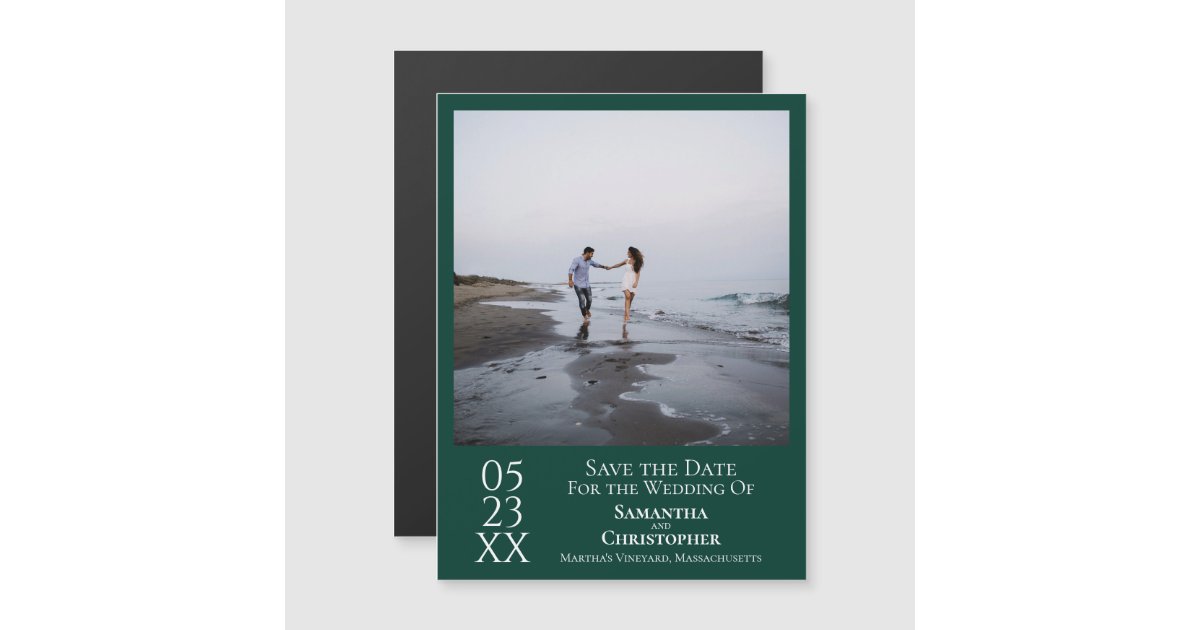 Modern Save the Date Photo Emerald Green Zazzle