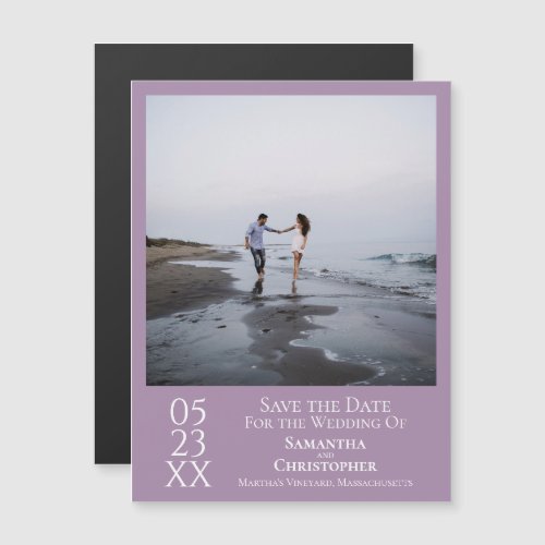 Modern Save the Date Photo Lavender Magnet