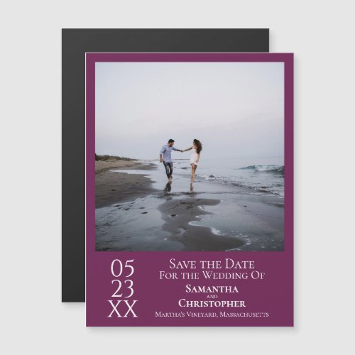 Modern Save the Date Photo Magenta Magnet