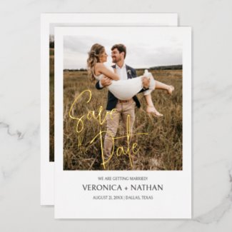Modern Save The Date Photo Wedding | Real Gold