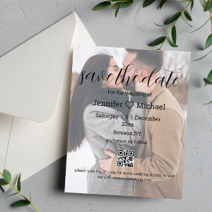 modern save the date qr code couple photo wedding  flyer