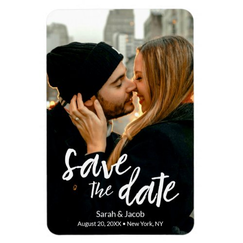 Modern Save the Date script Engagement Photo Magnet