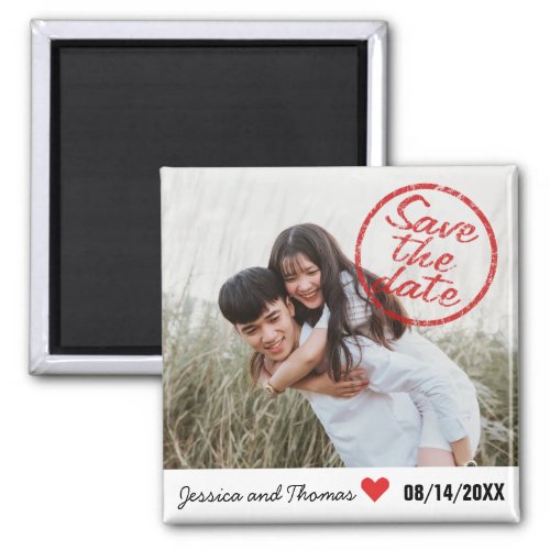 Modern Save the Date Stamp Custom Photo Magnet