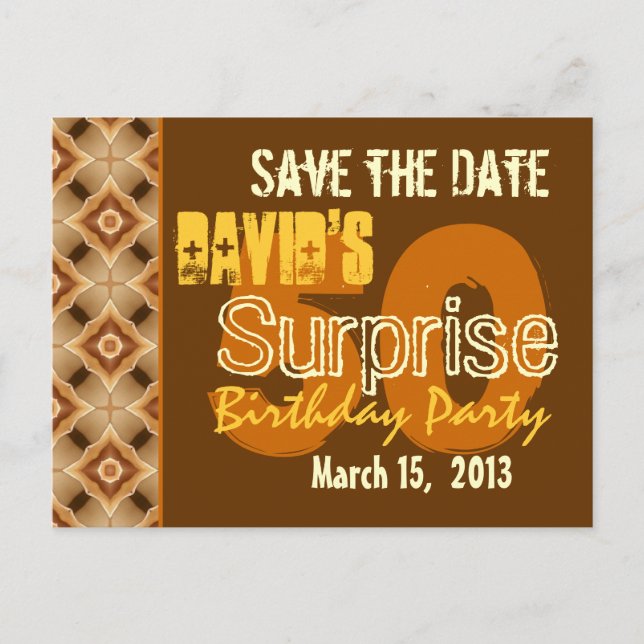 Modern Save the Date Surprise 50th Party W1947 Announcement Postcard (Front)