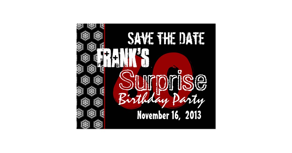 Modern Save the Date Surprise 60th Party W1942 Postcard | Zazzle