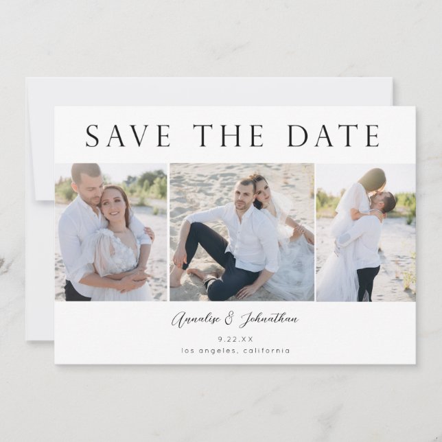 Modern Save the Date Three Photo V2 Invitation (Front)