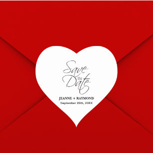 Modern Save The Date Wedding Announcement Heart Sticker