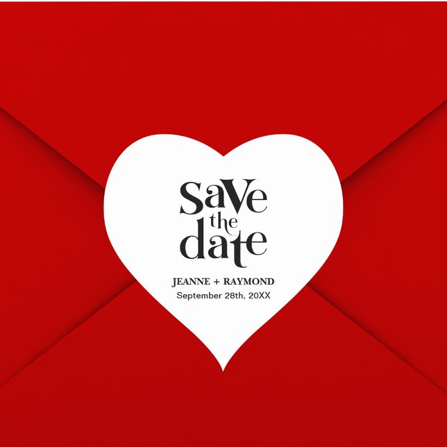 Modern Save The Date Wedding Announcement Heart Sticker (Creator Uploaded)