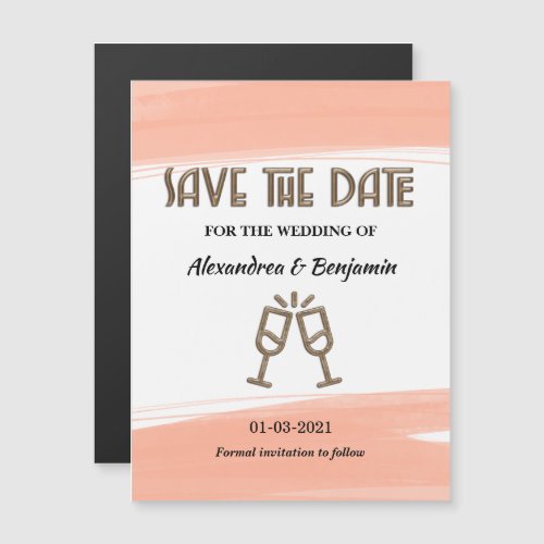 Modern Save The Date Wedding Watercolor Peach