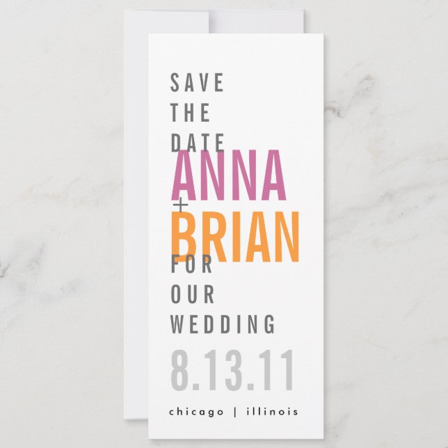 Modern Save the Date with Bold Fonts (Front)