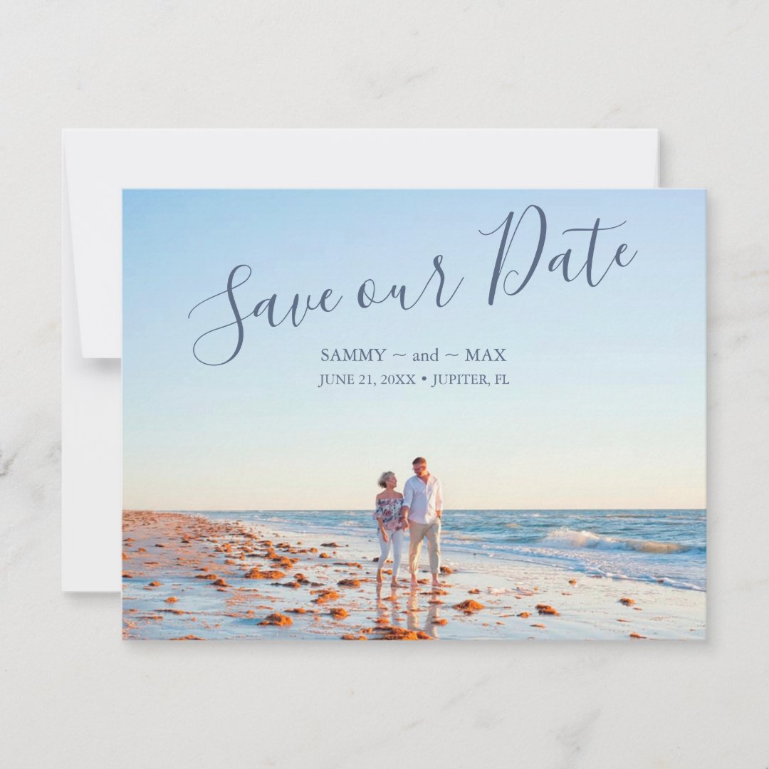 Modern Save the Date with Couple Photo | Zazzle