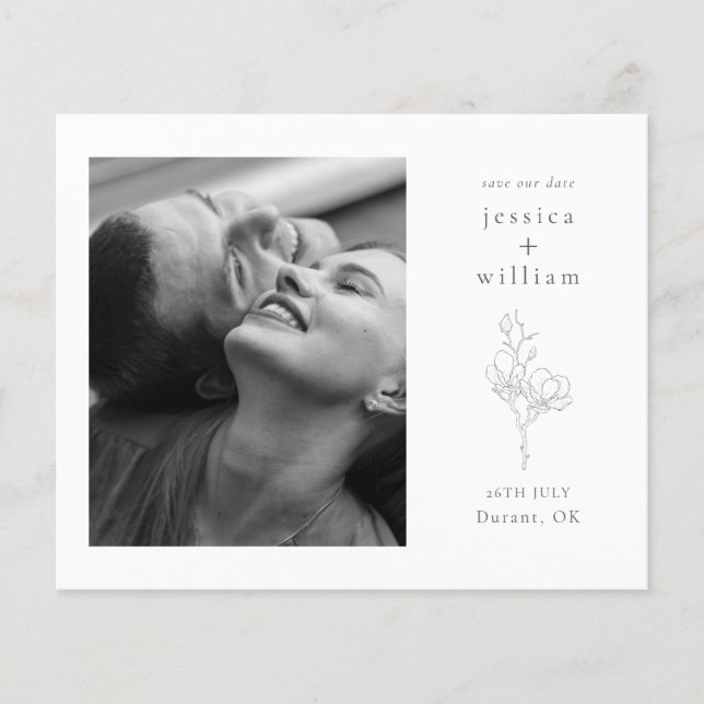 Modern Save the Date with Photo Budget Wedding (Front)