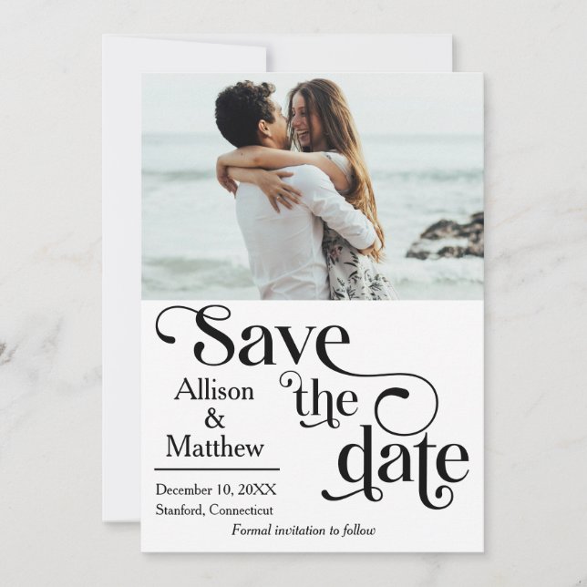 Modern Save the Date with Photo- She said Yes Invitation (Front)