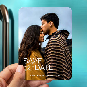 Modern save the dates wedding invitation template magnet