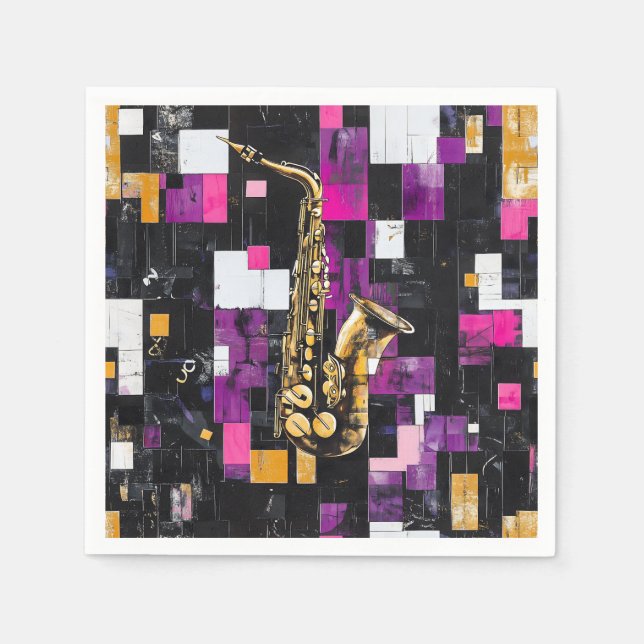 Modern saxophone pattern napkins (Front)
