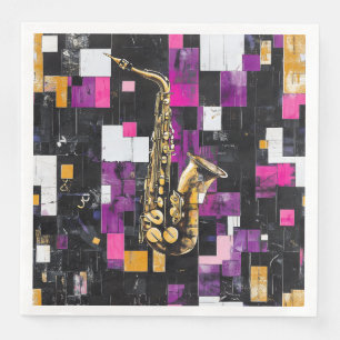 Modern saxophone pattern paper dinner napkins