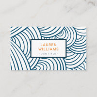 Modern scale pattern indigo blue wave business card