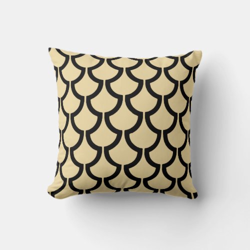 Modern Scales Geometric  beige black Throw Pillow